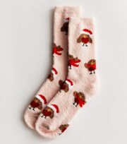 New Look Pink Christmas Robin Socks